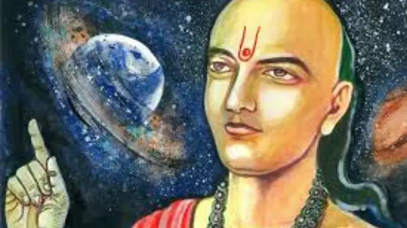 Portrait of Aryabhata, ancient Indian mathematician and astronomer known for introducing zero and the place-value system.