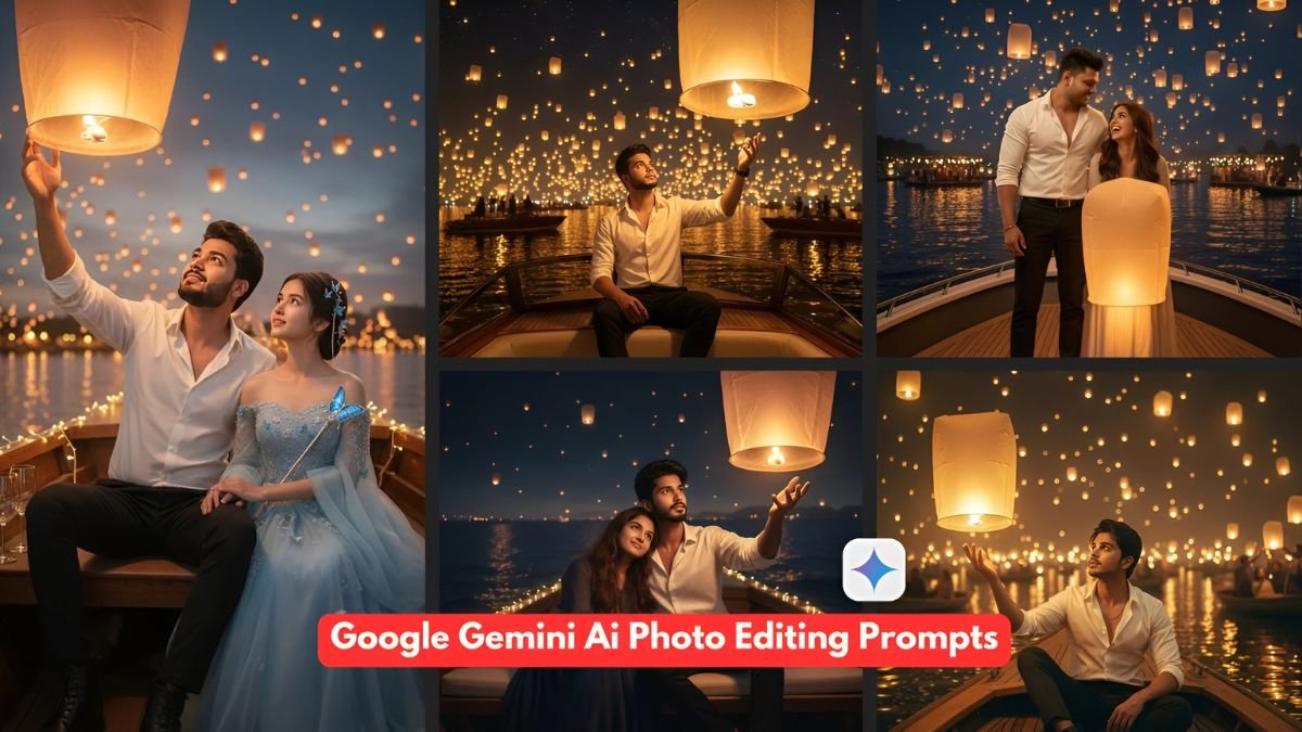 Viral lantern photo prompts, Google Gemini AI editing, Lantern aesthetic photography, Gemini AI photo ideas, Night portrait prompts, Creative lighting photo tips, Cinematic lantern edits, Gemini photography guide, AI photo editing prompts, Moody night photo styles,